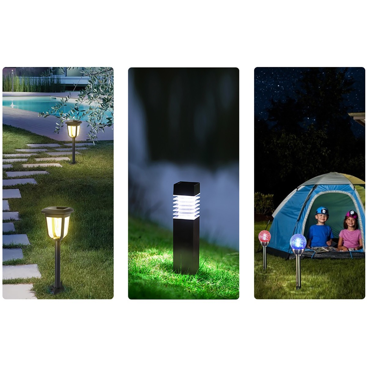 LED Erdspießlampe mit Solar - Aigi Alinas - 0.08W - Warmweiß 3000K - Silber - Kunststoff