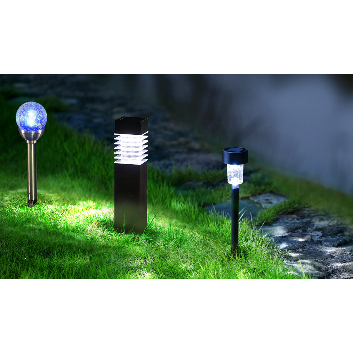 LED Erdspießlampe mit Solar - Aigi Nina - 0.06W - Tageslicht 6500K - Mattschwarz - Kunststoff