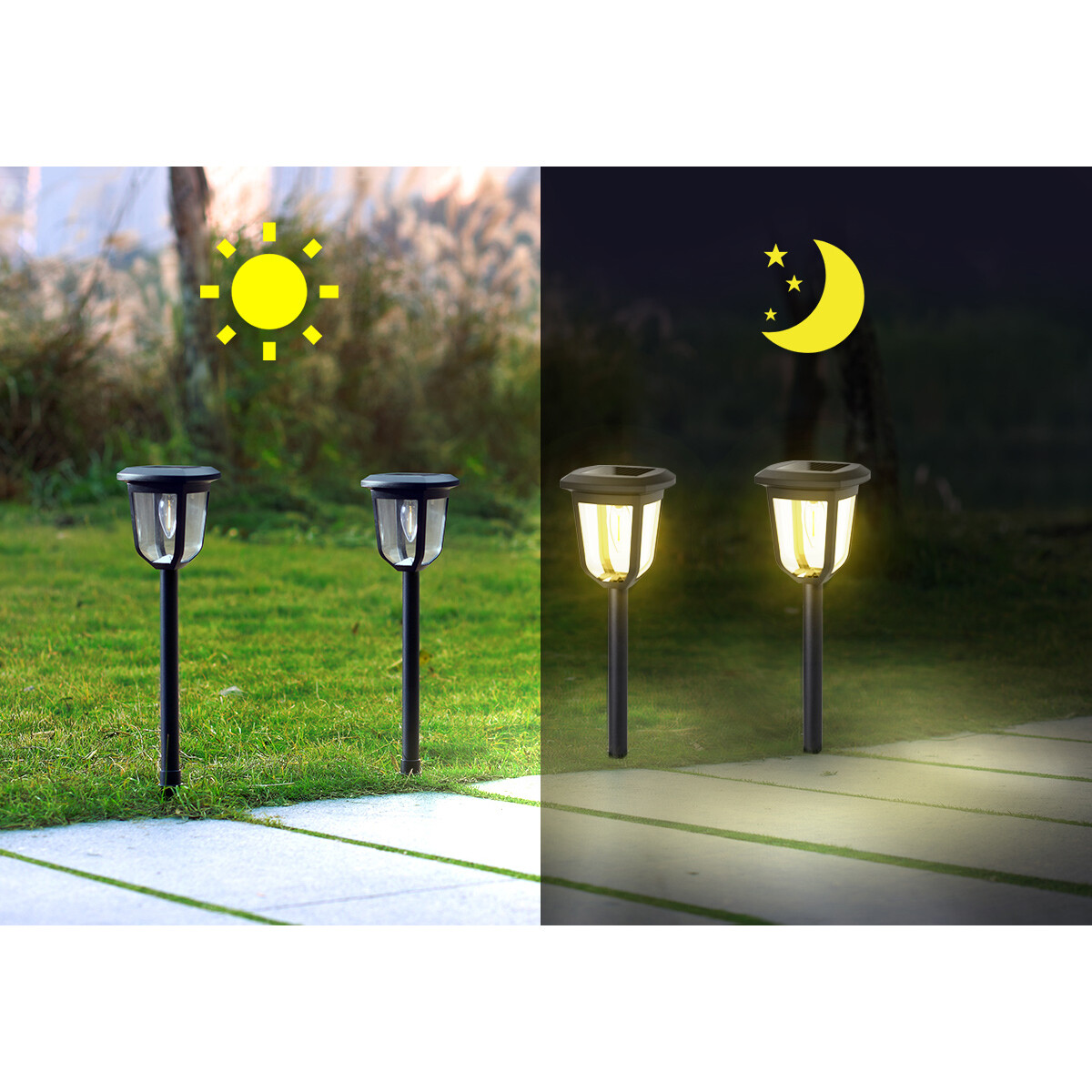 LED Erdspießlampe mit Solar - Aigi Nina - 0.06W - Tageslicht 6500K - Mattschwarz - Kunststoff