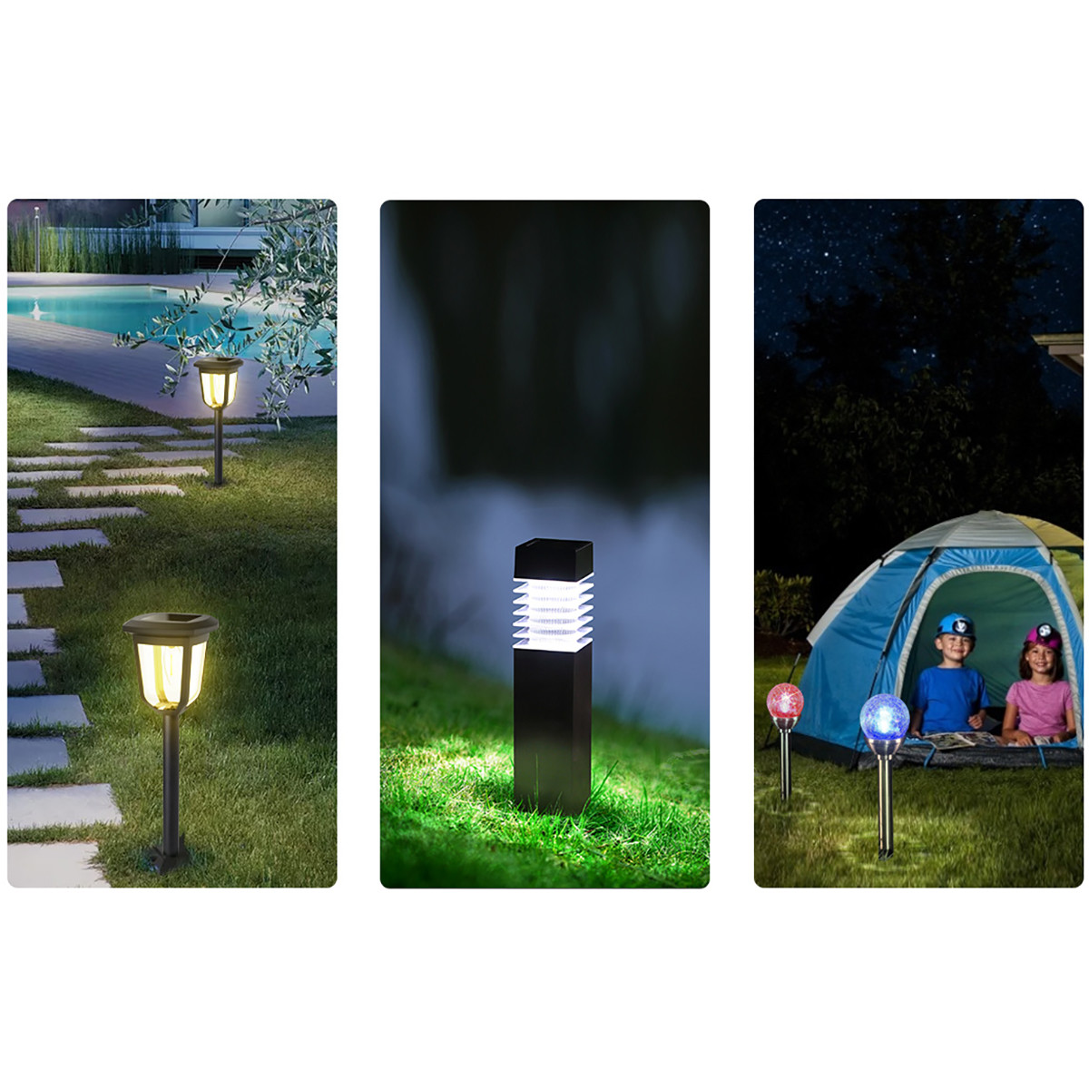 LED Erdspießlampe mit Solar - Aigi Polino - 0.06W - Tageslicht 6500K - Mattschwarz - Kunststoff