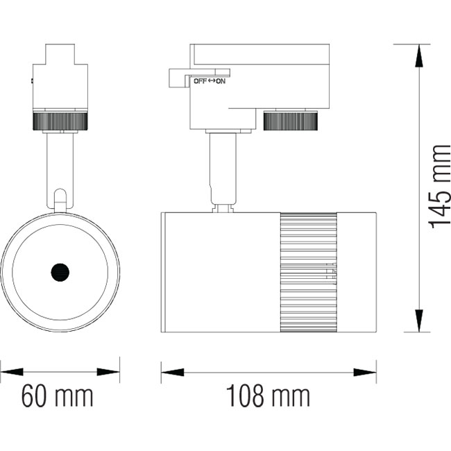 LED Schienensystem - Track Strahler - 13W 1 Phasen - Rund - Universalweiß 4200K - Mattschwarz/Weiß Aluminium