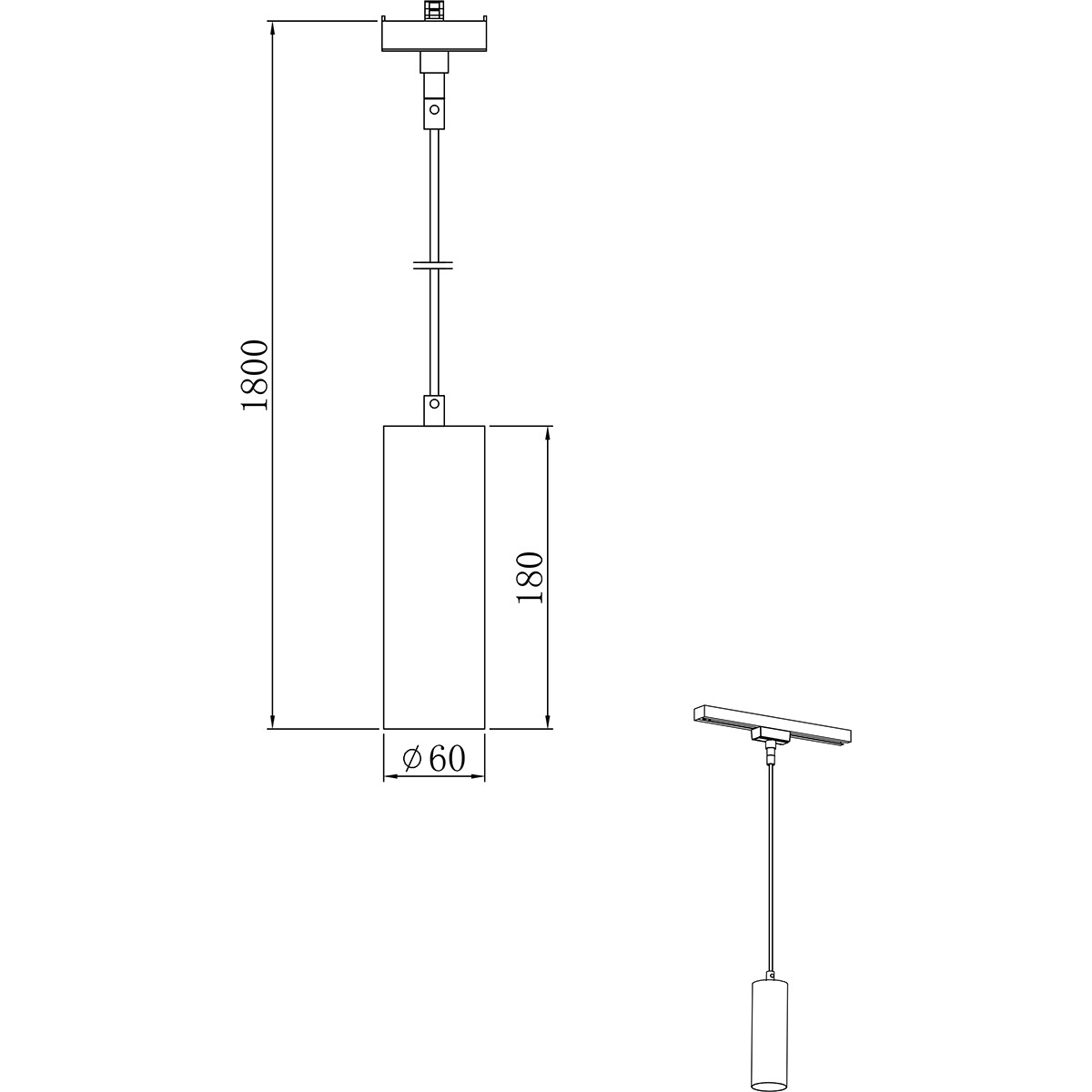 LED Schienensystem - Hängelampe - Trion Dual Monla - 2-Phasen - GU10 Fassung - Rund - Matt Gold - Aluminium