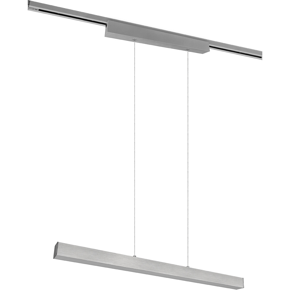 LED Schienensystem - Hängelampe - Trion Dual Parola Up and Down - 2-Phasen - 29W - Warmweiß 3000K - Dimmbar - Rechteckig - Matt Nickel - Aluminium