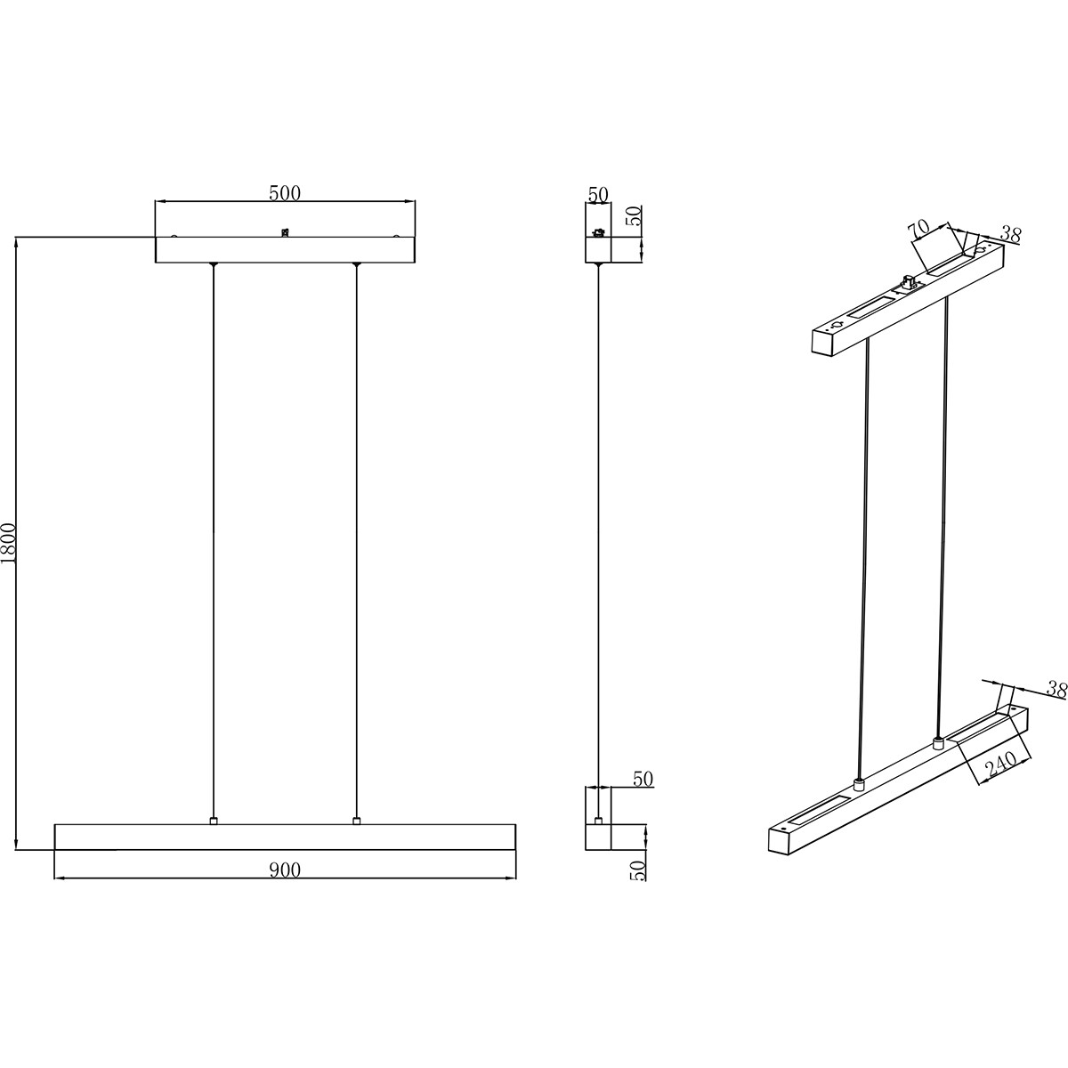 LED Schienensystem - Hängelampe - Trion Dual Parola Up and Down - 2-Phasen - 29W - Warmweiß 3000K - Dimmbar - Rechteckig - Matt Nickel - Aluminium