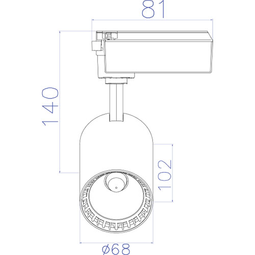 LED Schienensystem - Track Strahler - Lion - 10W 1 Phasen - Rund - Universalweiß 4200K - Mattschwarz Aluminium