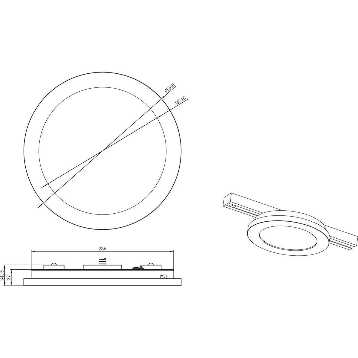 LED Schienenbeleuchtung - Deckenleuchte - Trion Dual Camy - 2-Phasen - 13W - Warmweiß 3000K - Dimmbar - Rund - Matttitan - Kunststoff