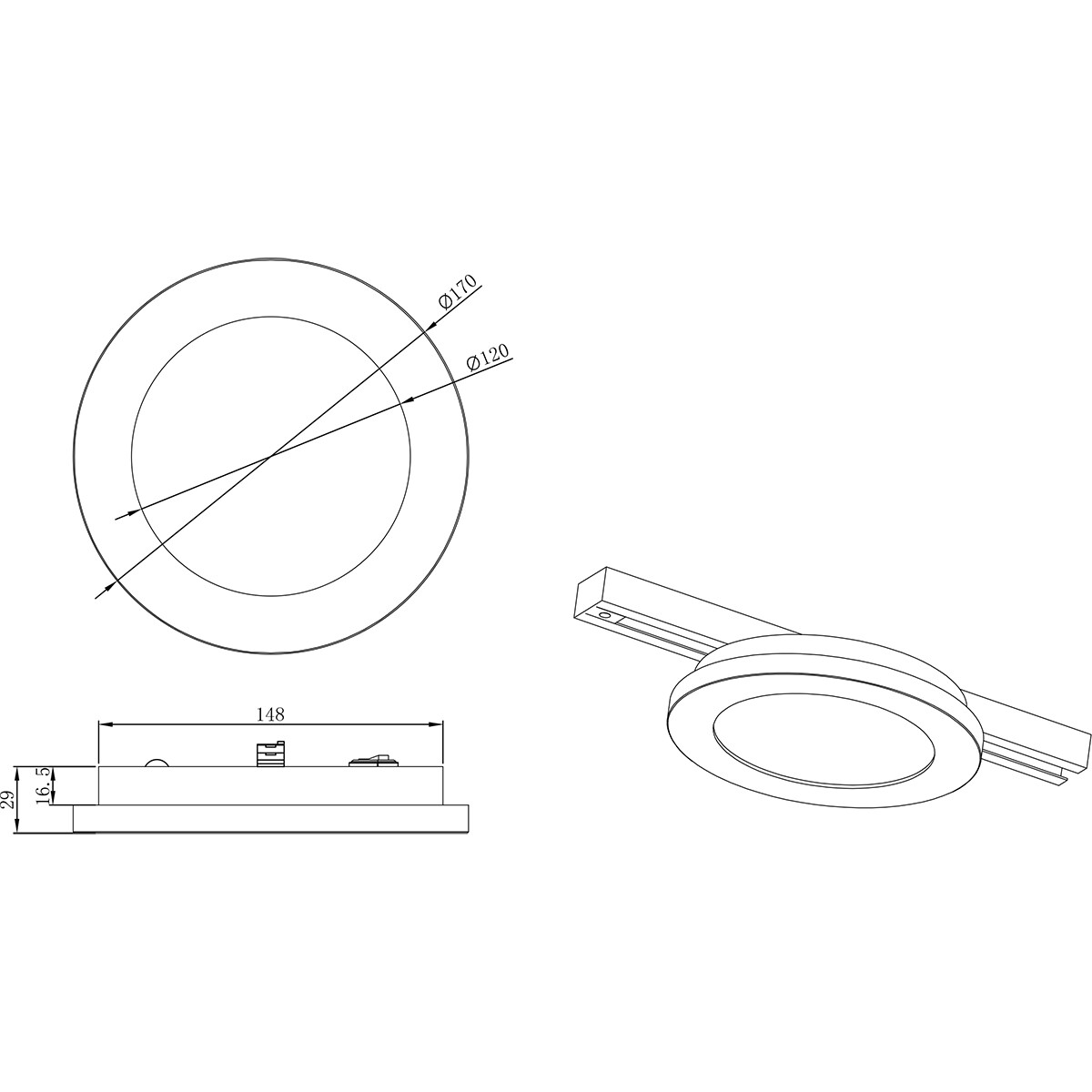 LED Schienenbeleuchtung - Deckenleuchte - Trion Dual Camy - 2-Phasen - 9W - Warmweiß 3000K - Dimmbar - Rund - Matttitan - Kunststoff