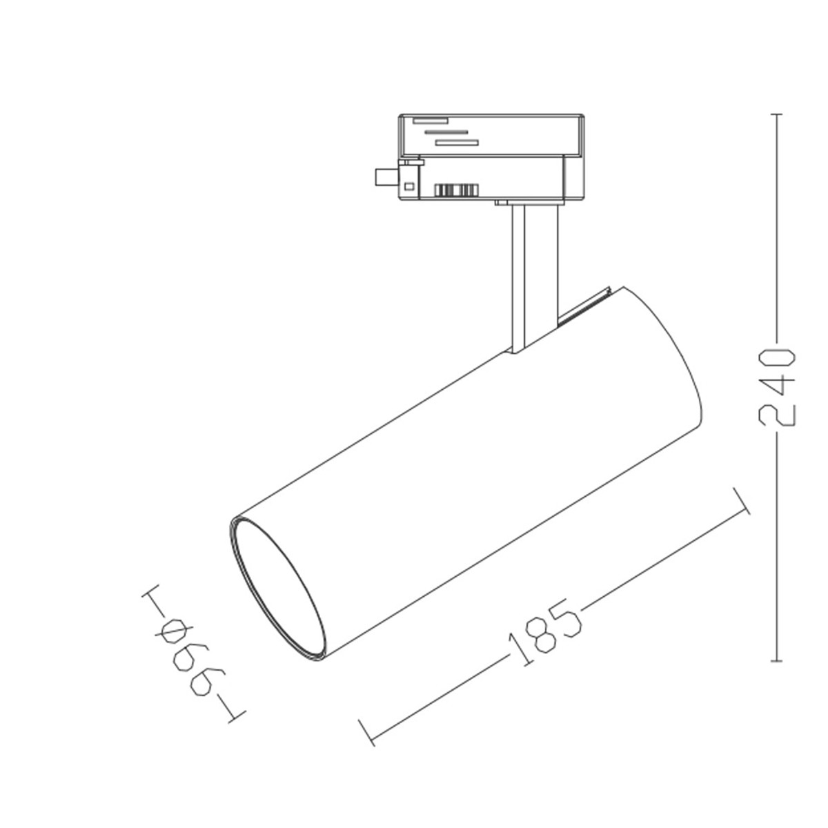 LED Schienensystem - Track Strahler - Facto - 30W 1 Phasen - Rund - Warmweiß 3000K - Chrom Aluminium