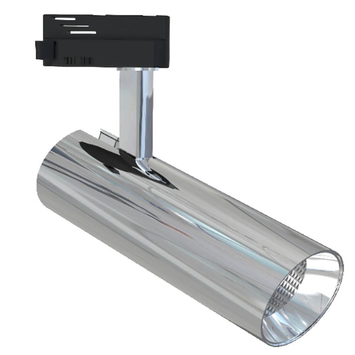 LED Schienensystem - Track Strahler - Facto - 30W 1 Phasen - Rund - Warmweiß 3000K - Chrom Aluminium