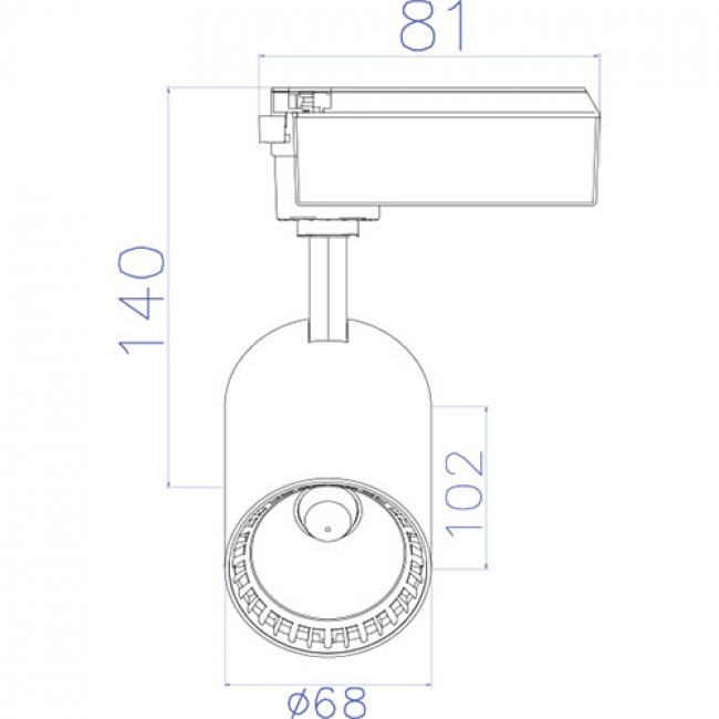 LED Schienensystem - Track Spot - Lion - 10W - 1 Phasen - Rund - Warmweiß 2700K - Mattweiß - Aluminium