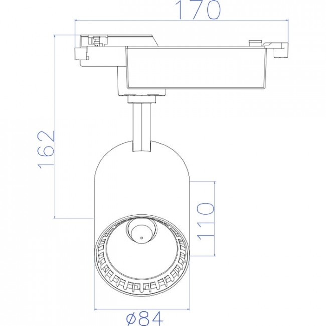 LED Schienensystem - Track Spot - Lion - 18W - 1 Phasen - Rund - Warmweiß 2700K - Mattweiß - Aluminium