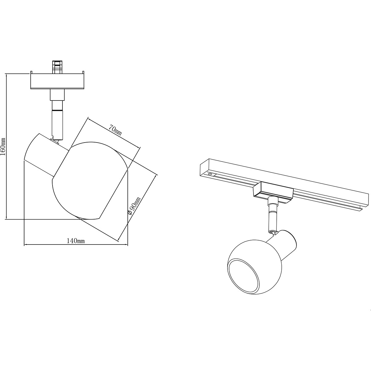 LED Schienenbeleuchtung - Track Spot - Trion Dual Besina - 2 Phasen - E14 Fassung - Rund - Matt Nickel - Aluminium