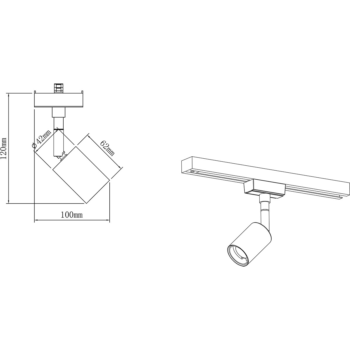 LED Schienenbeleuchtung - Track Spot - Trion Dual Dolla - 2 Phasen - E27 Fassung - Rund - Matt Nickel - Aluminium