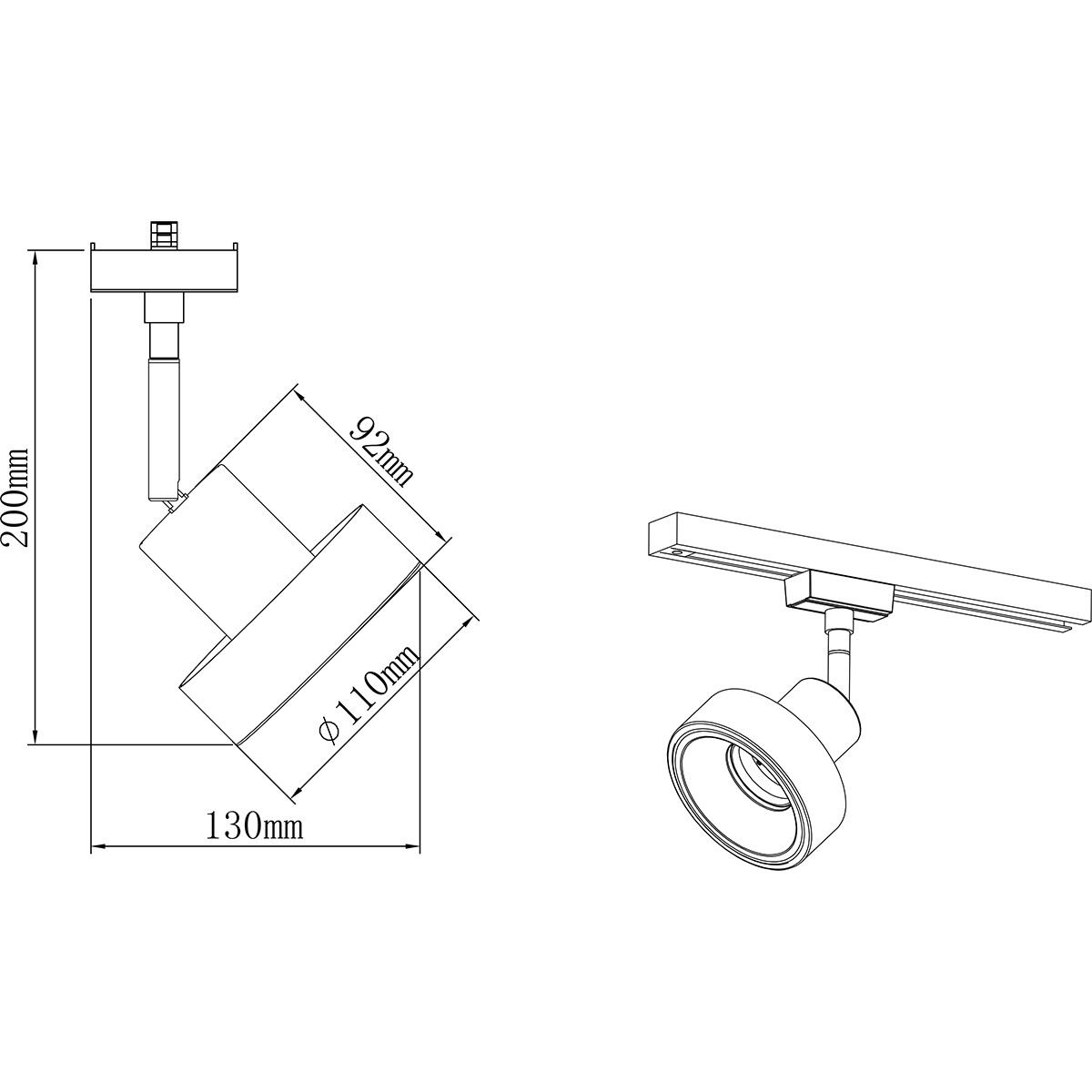 LED Schienenbeleuchtung - Track Spot - Trion Dual Leonida - 2 Phasen - GU10 Fassung - Rund - Matt Nickel - Aluminium