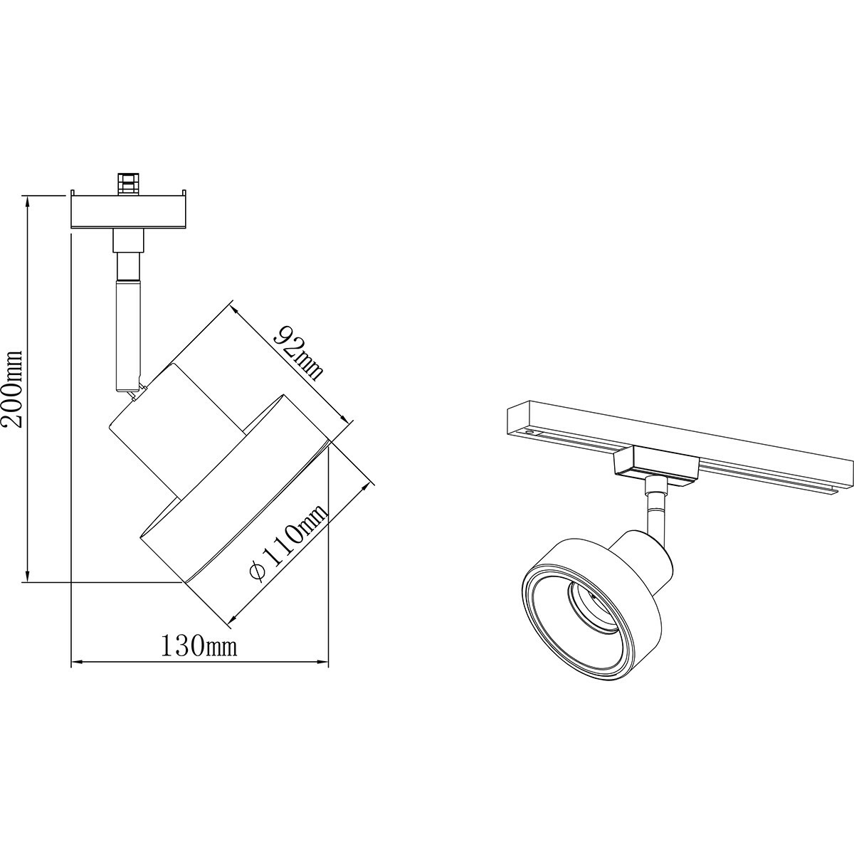 LED Schienenbeleuchtung - Track Spot - Trion Dual Leonida - 2 Phasen - GU10 Fassung - Rund - Matt Weiß - Aluminium