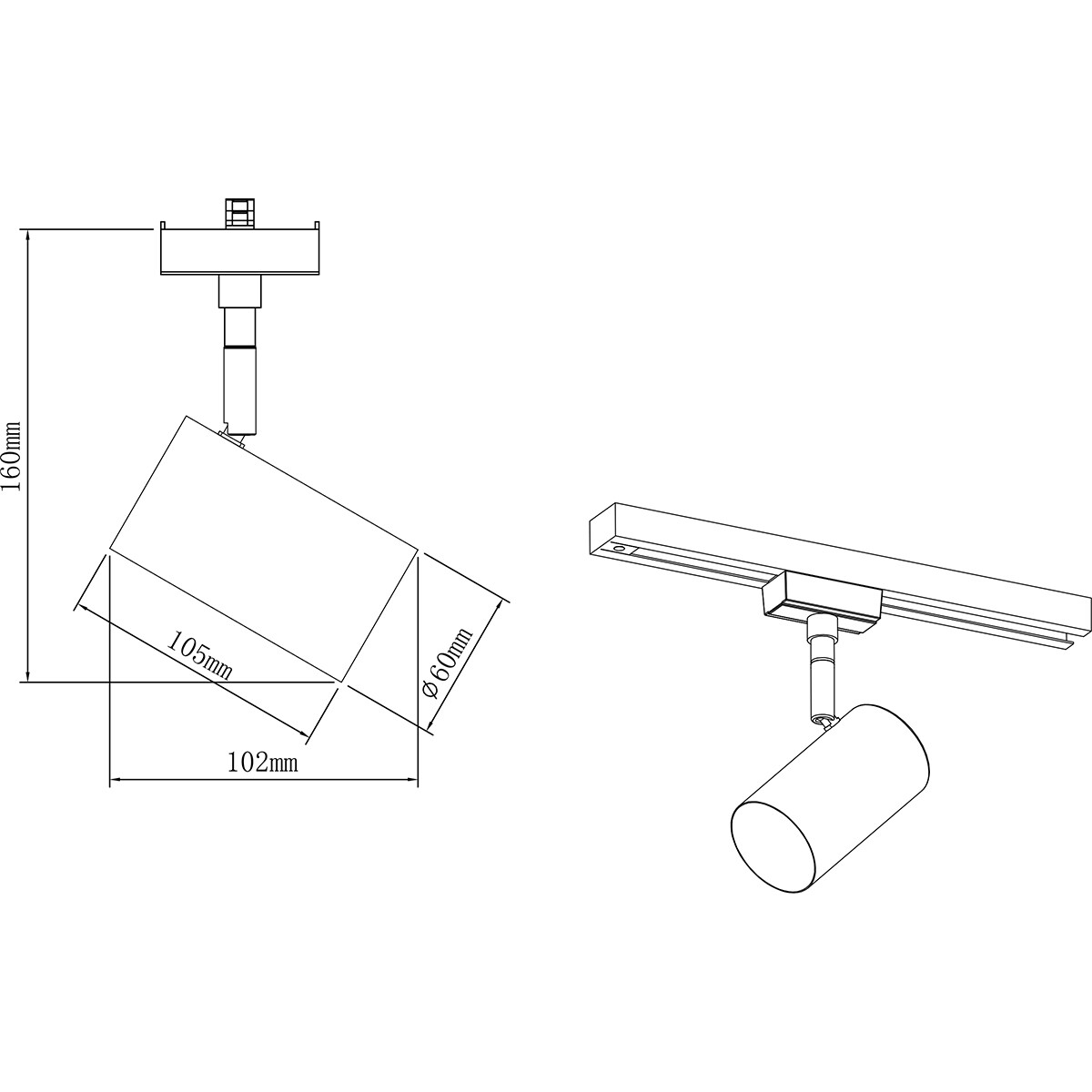 LED Schienenbeleuchtung - Track Spot - Trion Dual Monla - 2 Phasen - GU10 Fassung - Rund - Matt Gold - Aluminium