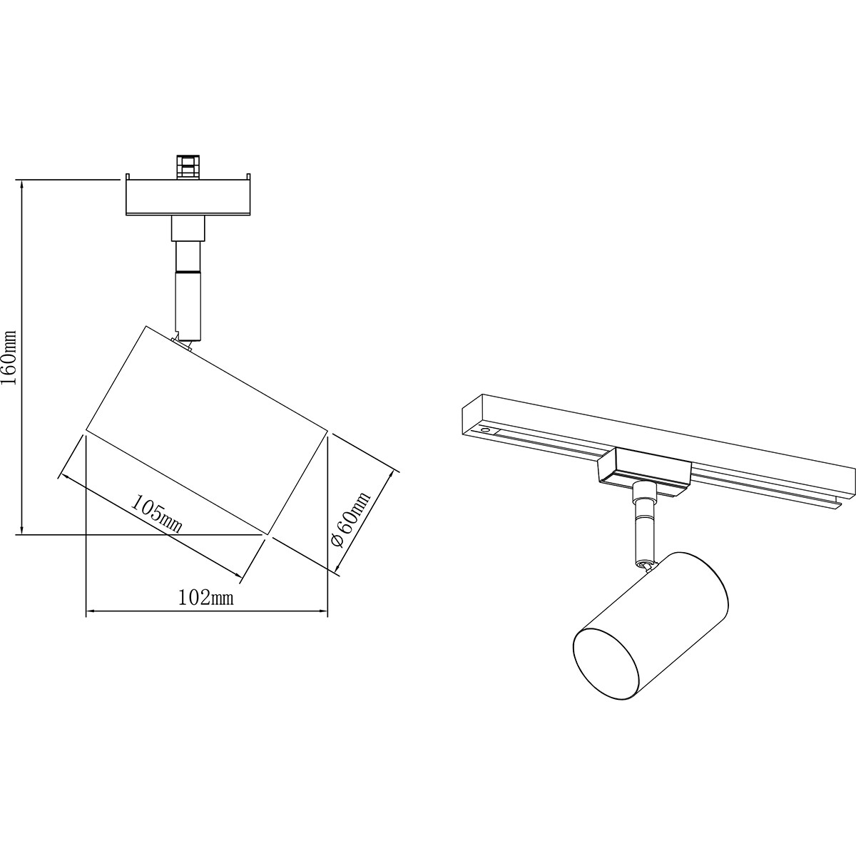 LED Schienenbeleuchtung - Track Spot - Trion Dual Monla - 2 Phasen - GU10 Fassung - Rund - Matt Nickel - Aluminium