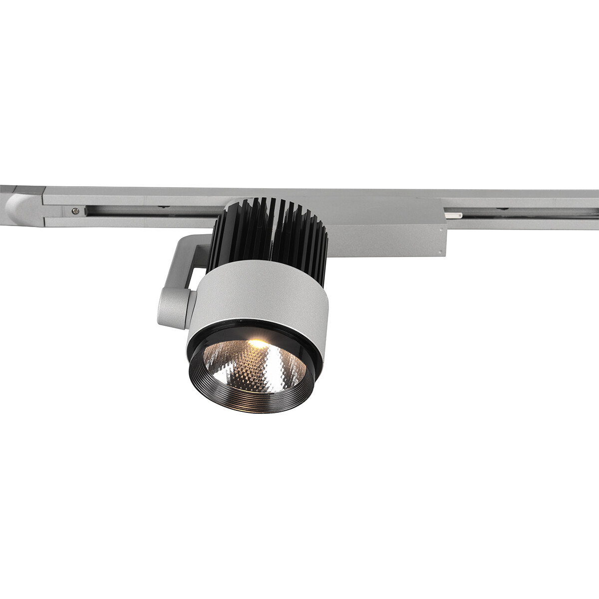 LED Schienenbeleuchtung - Track Spot - Trion Dual Radina - 2 Phasen - 15W - Anpassbare Lichtfarbe - Dimmbar - Rund - Matt Titan - Aluminium