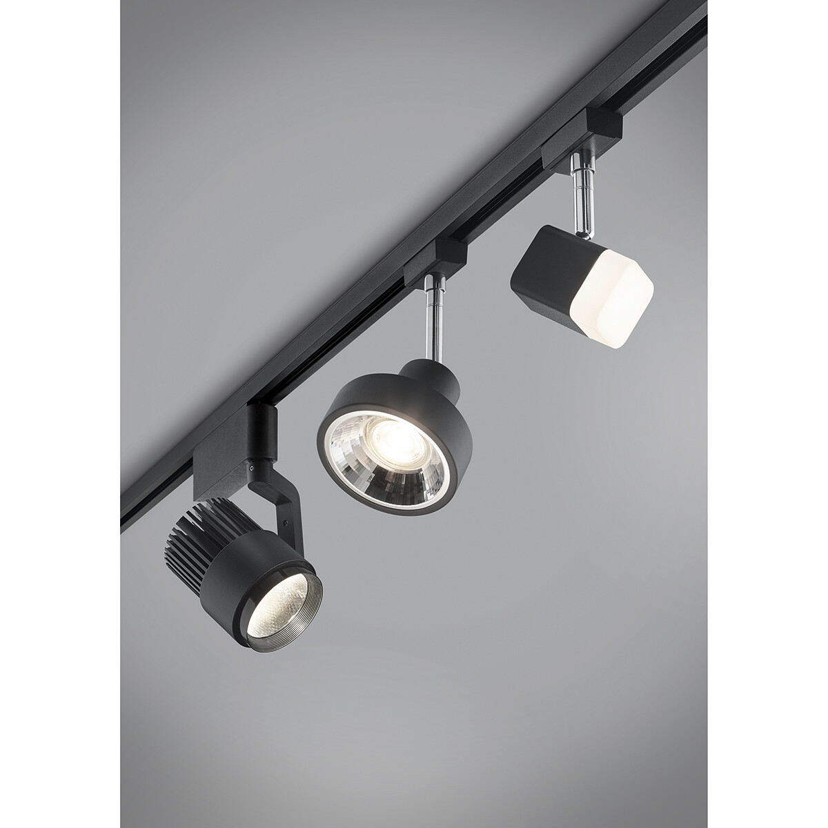 LED Schienenbeleuchtung - Track Spot - Trion Dual Radina - 2 Phasen - 15W - Anpassbare Lichtfarbe - Dimmbar - Rund - Matt Schwarz - Aluminium