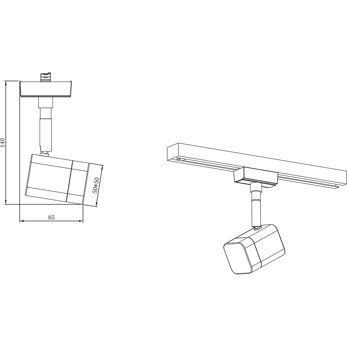 LED Schienenbeleuchtung - Track Spot - Trion Dual Ribon - 2 Phasen - 3.5W - Warmweiß 3000K - Dimmbar - Rechteck - Matt Nickel - Aluminium