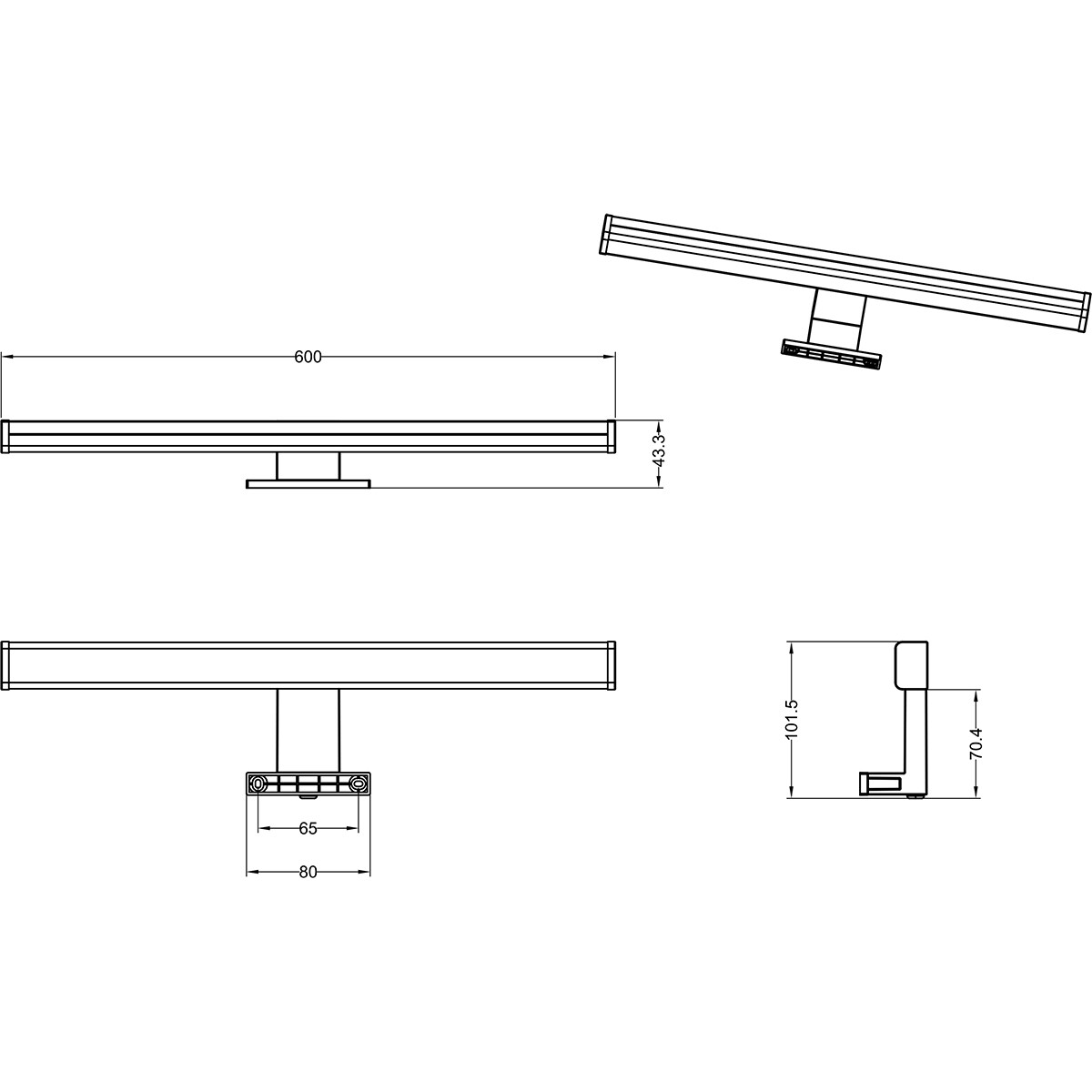 LED Spiegelbeleuchtung - Trion Liman - 11W - Spritzwassergeschützt IP44 - Warmweiß 3000K - Glanz Chrom - Kunststoff