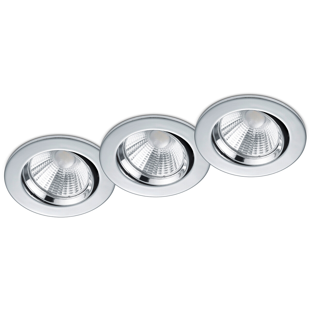 LED Spot 3er Pack - Einbauspot - Trion Paniro - Rund 5W - Dimmbar - Warmweiß 3000K - Matt Chrom - Aluminium - Ø80mm