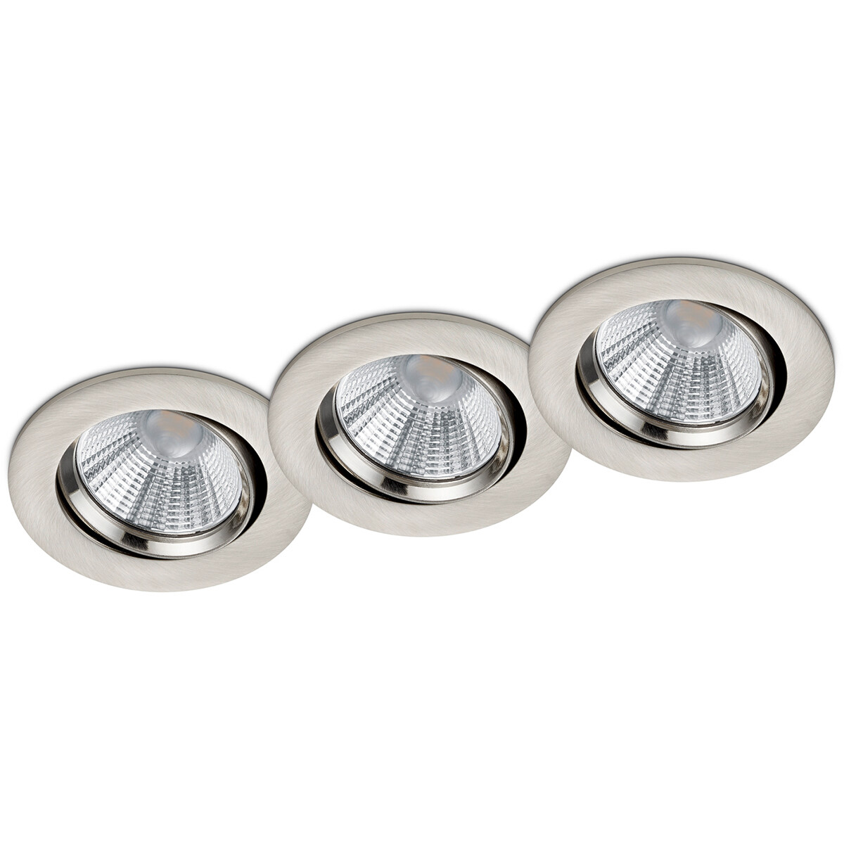 LED Spot 3er Pack - Einbauspot - Trion Paniro - Rund 5W - Dimmbar - Warmweiß 3000K - Mattes Nickel - Aluminium - Ø80mm