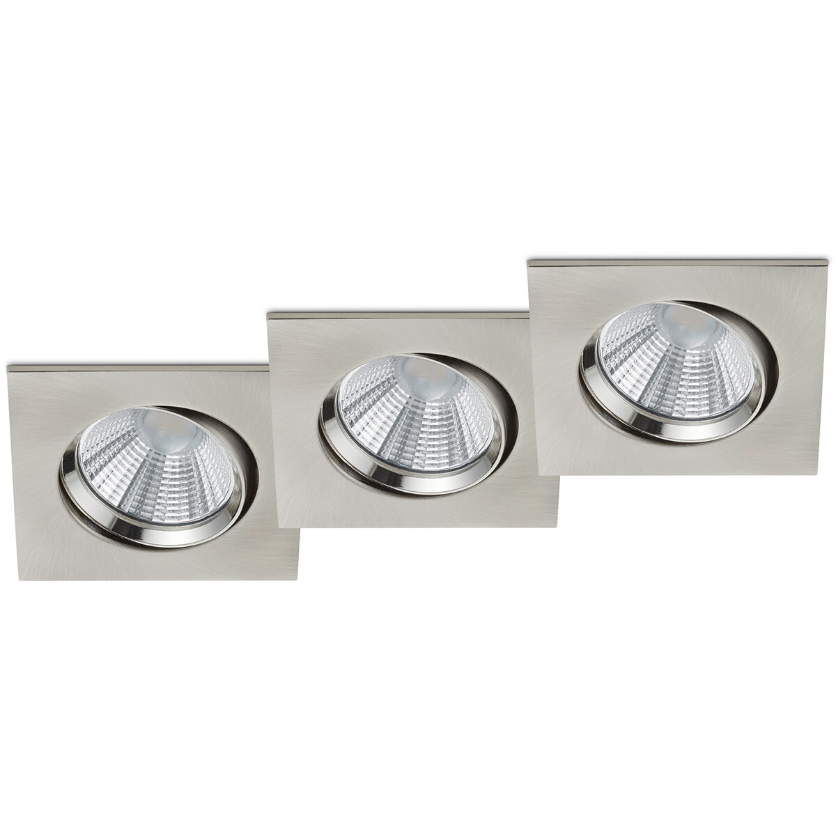 LED Spot 3er Pack - Einbauspot - Trion Paniro - Quadratisch 5W - Dimmbar - Warmweiß 3000K - Mattes Nickel - Aluminium - 80mm