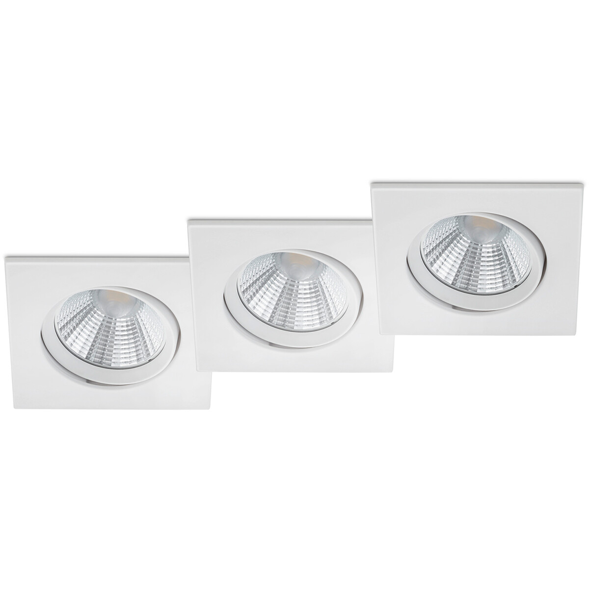 LED Spot 3er Pack - Einbauspot - Trion Paniro - Quadratisch 5W - Dimmbar - Warmweiß 3000K - Mattweiß - Aluminium - 80mm