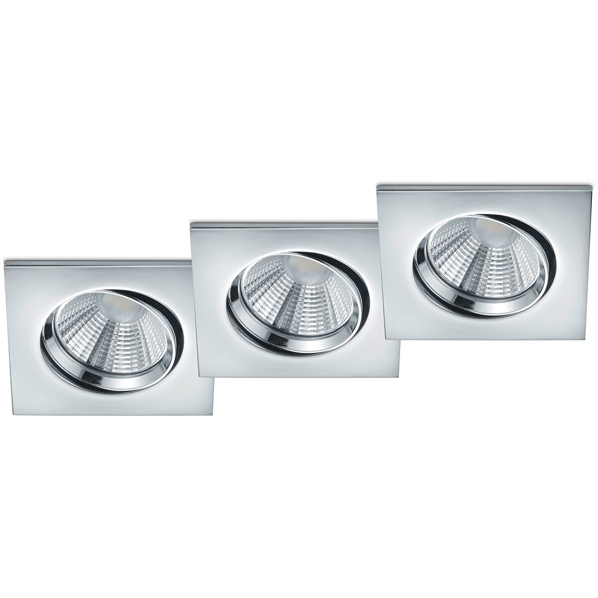 LED Spot 3er Pack - Einbauspot - Trion Paniro - Quadratisch 5W - Dimmbar - Warmweiß 3000K - Matt Chrom - Aluminium - 80mm