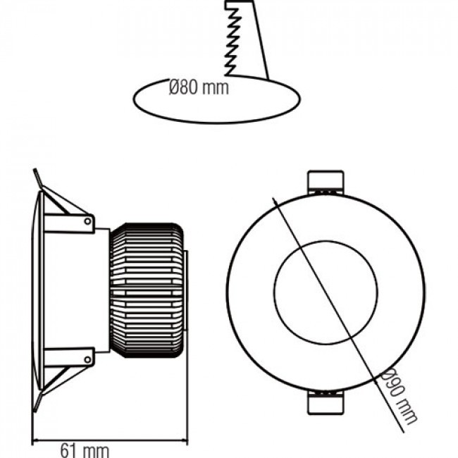 LED Spot 6er Pack - Einbauspot - Rund 6W - Wasserdicht IP65 - Universalweiß 4200K - Mattweiß Aluminium - Ø90mm