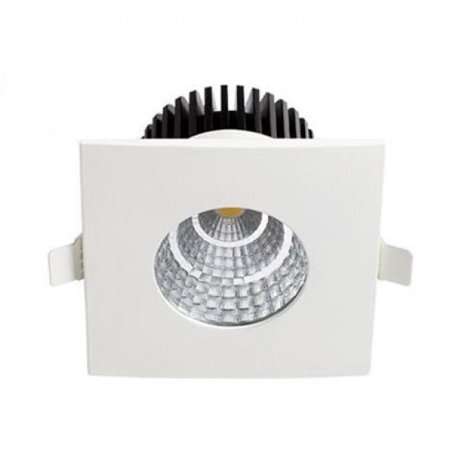 LED Spot 6er Pack - Einbauspot - Quadratisch 6W - Wasserdicht IP65 - Universalweiß 4200K - Mattweiß Aluminium - 90mm