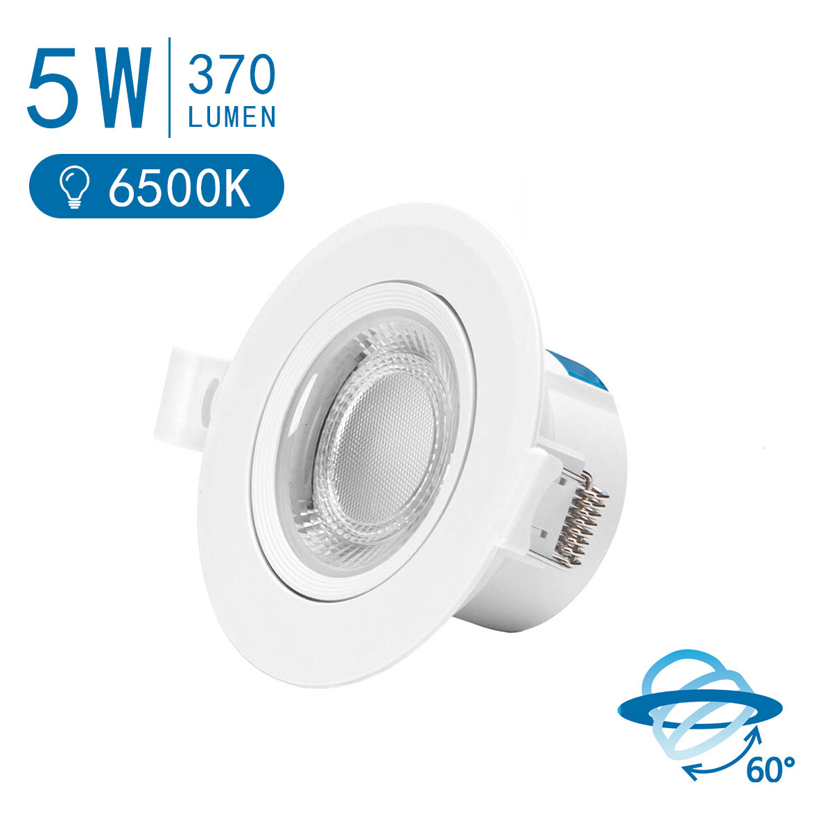 LED Spot - Einbauspot - Aigi Lola - 5W - Kaltweiß 6500K - Rund - Matt Weiß - Aluminium