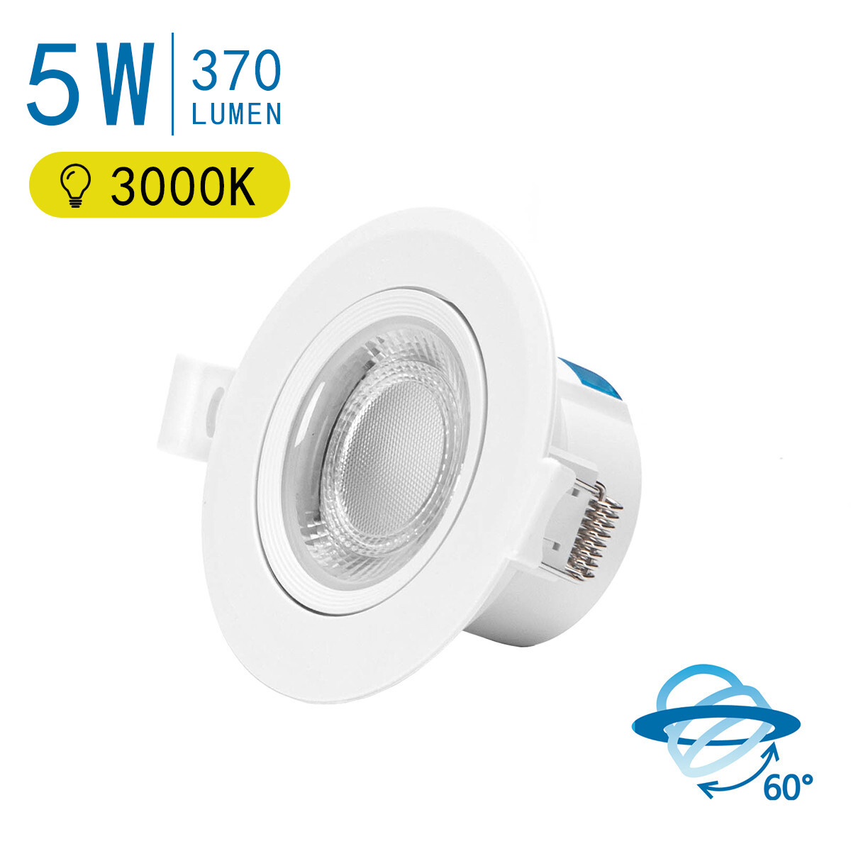 LED Spot - Einbauspot - Aigi Lola - 5W - Warmweiß 3000K - Rund - Matt Weiß - Aluminium