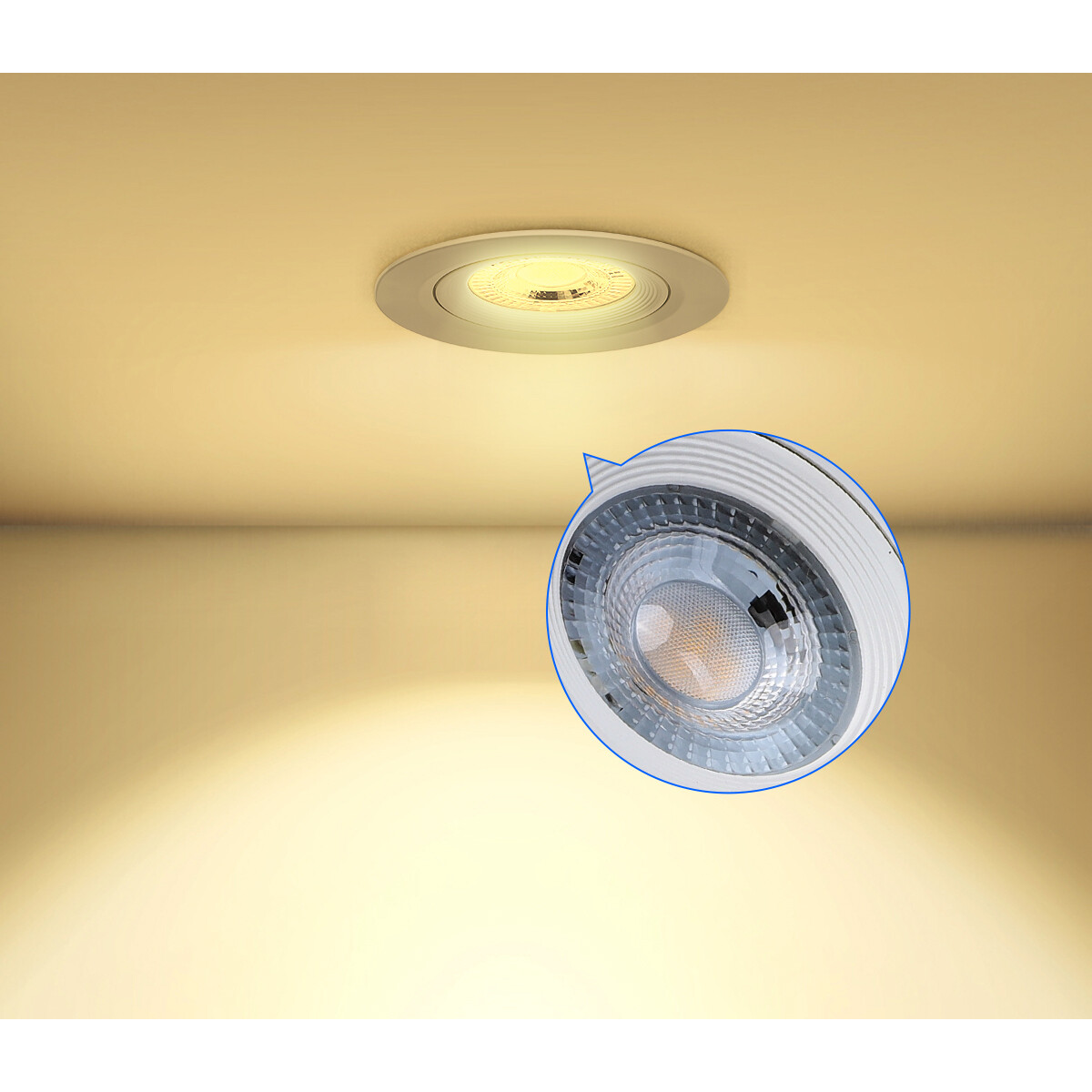 LED Spot - Einbaustrahler - Aigi Nilona - 5W - Tageslicht 6500K - Rund - Kippbar - Matt Weiß - Aluminium