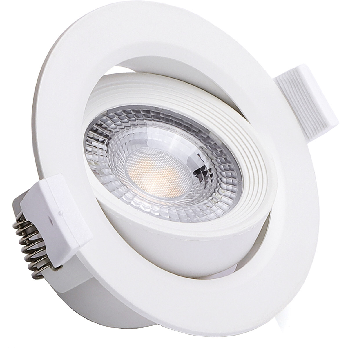 LED Spot - Einbaustrahler - Aigi Nilona - 5W - Tageslicht 6500K - Rund - Kippbar - Matt Weiß - Aluminium