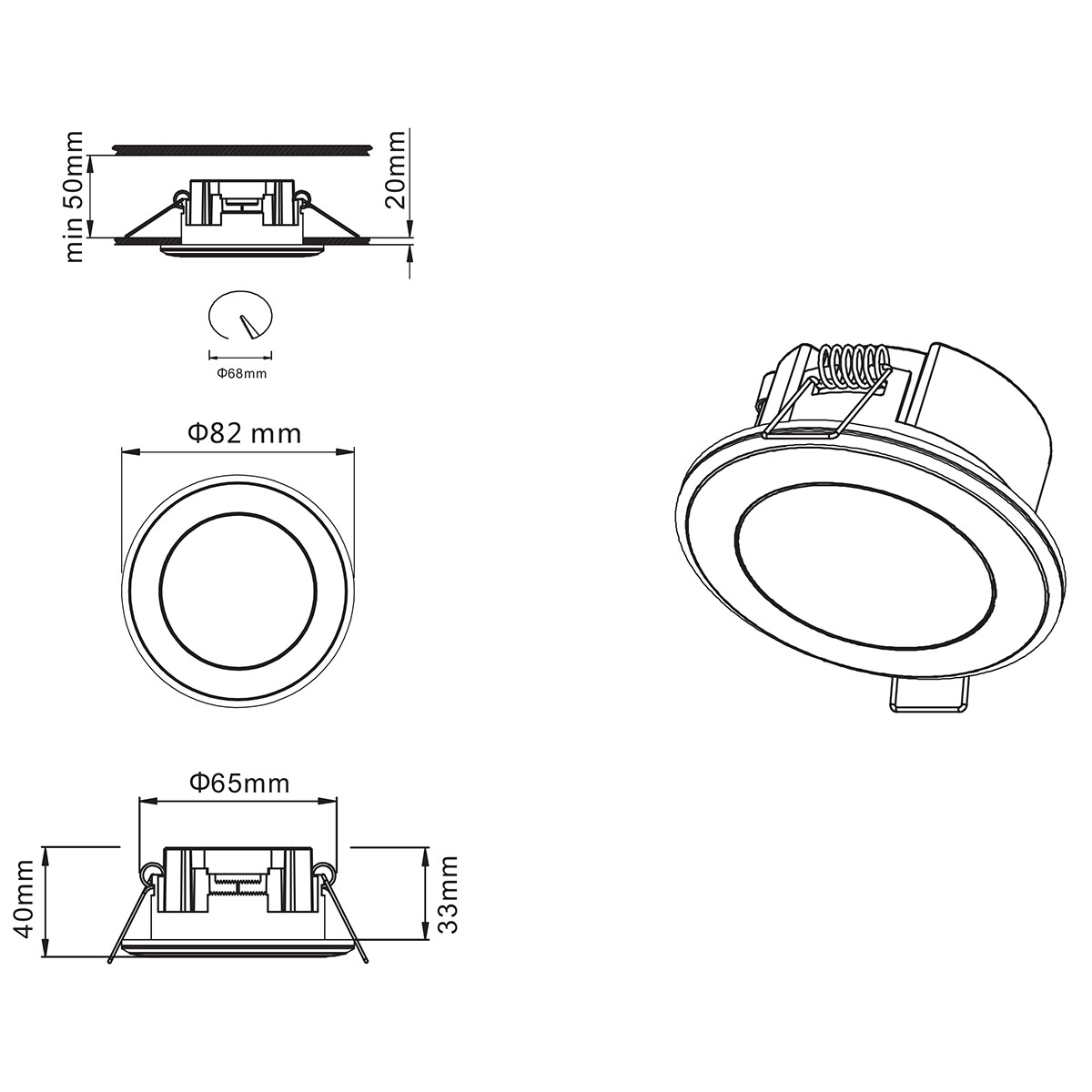 LED Spot - Einbauspot - Trion Auran - 5W - Warmweiß 3000K - Rund - Matt Chrom - Kunststoff