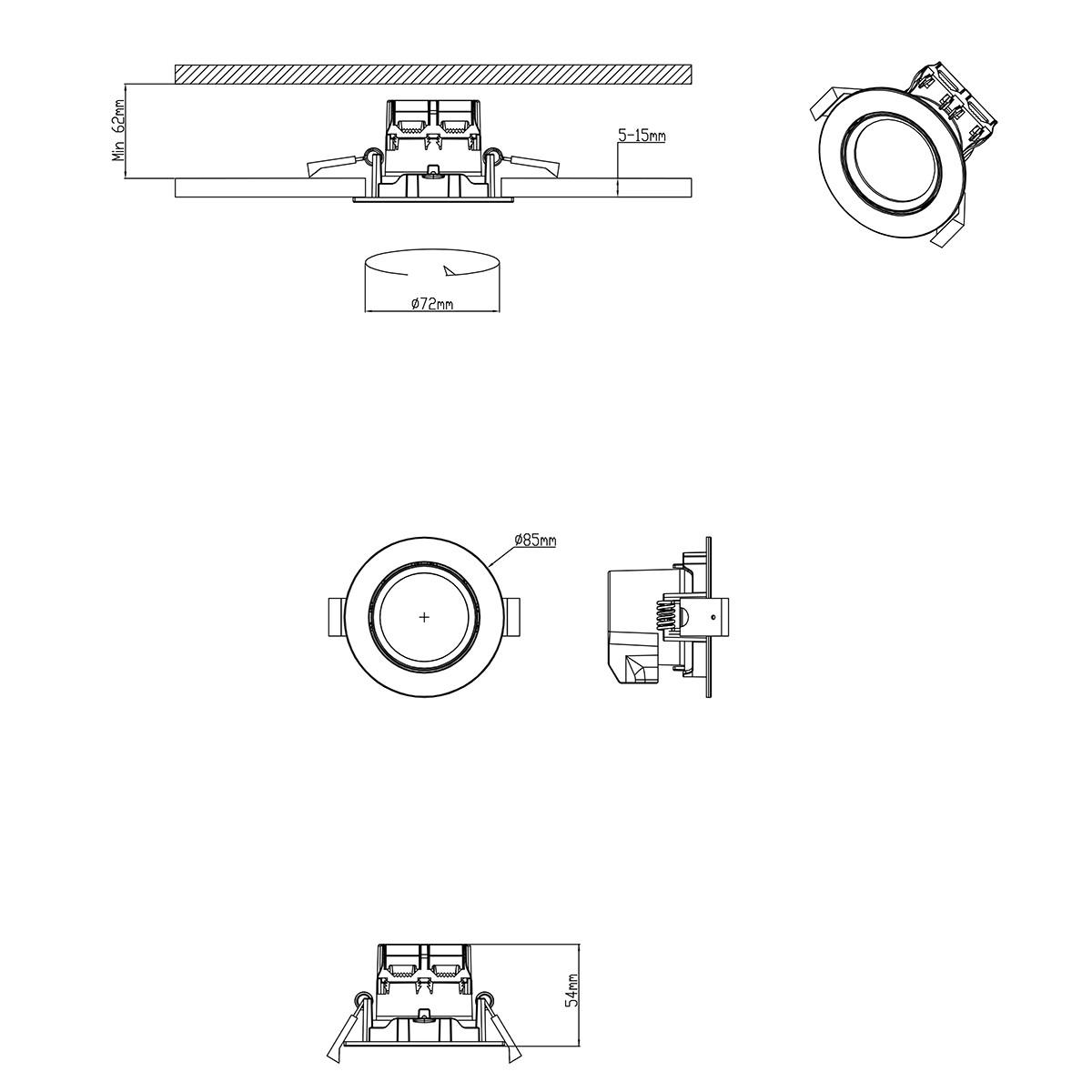 LED Spot - Einbaustrahler - Trion Paniro - Rund 5W - Dimmbar - Warmweiß 3000K - Matt Nickel - Aluminium - 80mm