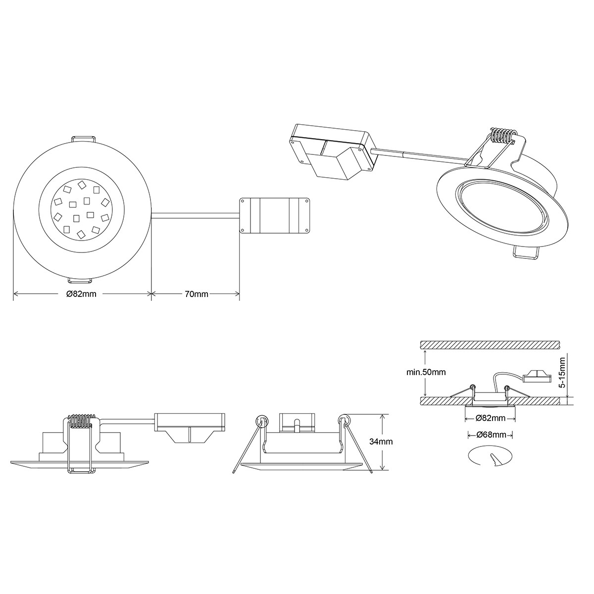 LED Spot - Einbau - Trion Roluno - 5W - Warmweiß 3000K - Rund - Matt Nickel - Aluminium