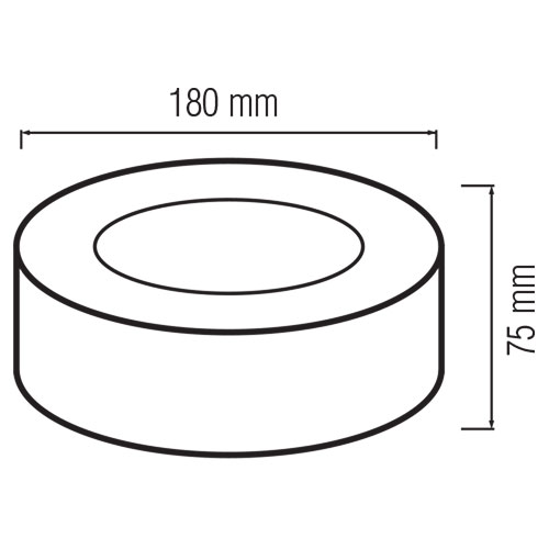 LED Downlight - Aufbau Rund Hoog 15W - Universalweiß 4200K - Mattschwarz Aluminium - Ø180mm