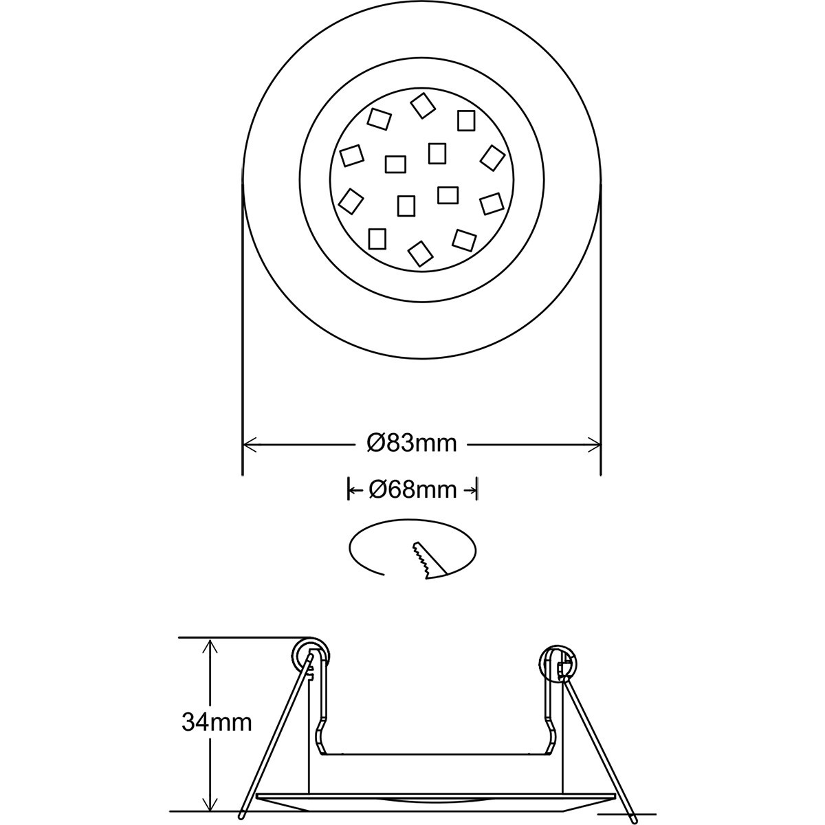 LED Spot Set - Trion - GU10 Sockel - Dimmbar - Einbau Rund - Mattschwarz - 6W - Tageslicht 6400K - Kippbar Ø83mm