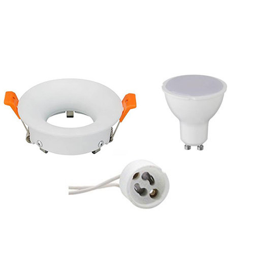 LED Spot Set - GU10 Sockel - Einbau Rund - Mattweiß - 6W - Universalweiß 4200K - Ø85mm