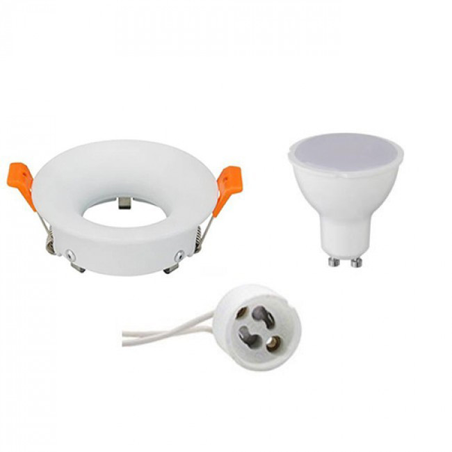 LED Spot Set - GU10 Sockel - Einbau Rund - Mattweiß - 8W - Tageslicht 6400K - Ø85mm