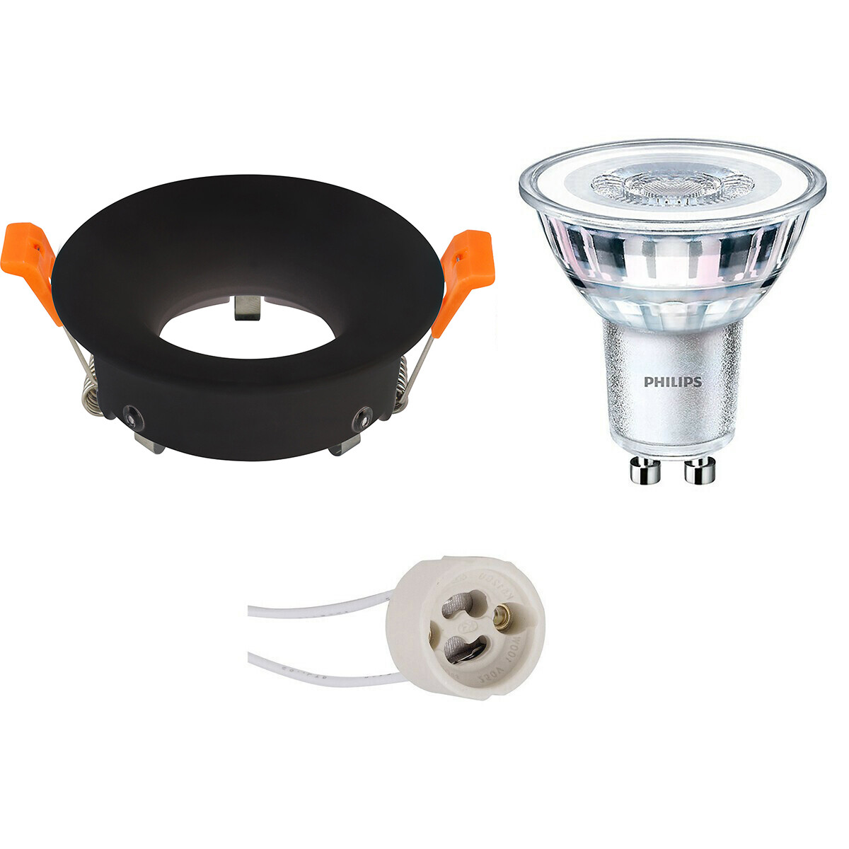 LED Spot Set - GU10 Fassung - Einbau Rund - Matt Schwarz - Ø85mm - Philips - CorePro 827 36D - 4.6W - Warmweiß 2700K