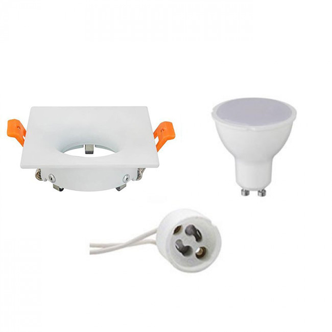 LED Spot Set - GU10 Sockel - Einbau Quadratisch - Mattweiß - 4W - Tageslicht 6400K - 85mm