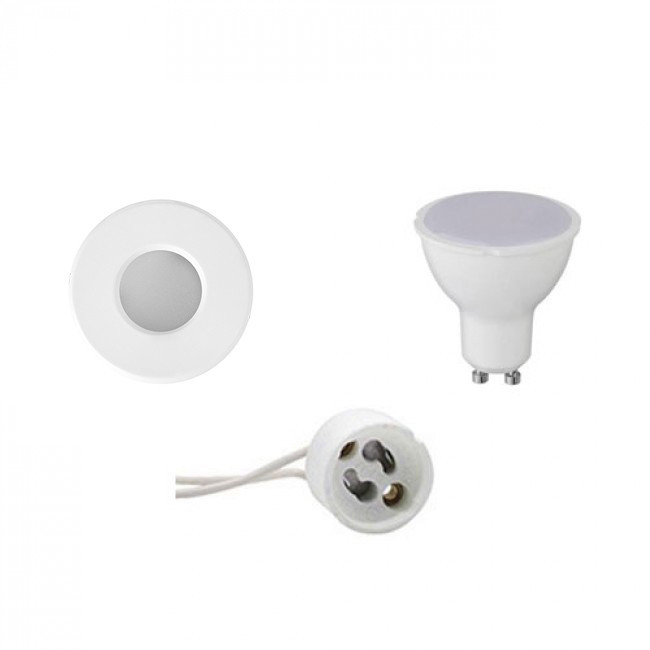 LED Spot Set - GU10 Sockel - Wasserdicht IP65 - Einbau Rund - Mattweiß - 6W - Tageslicht 6400K - Ø82mm