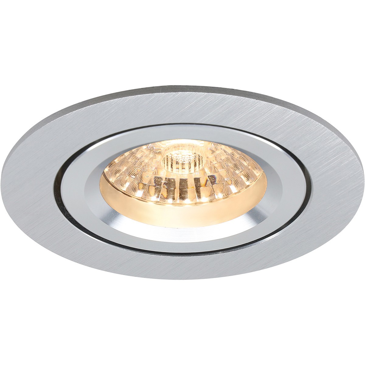 LED Spot Set - Pragmi Aerony Pro - GU10 Sockel - Dimmbar - Einbau Rund - Matt Silber - 6W - Warmweiß 3000K - Kippbar - Ø82mm