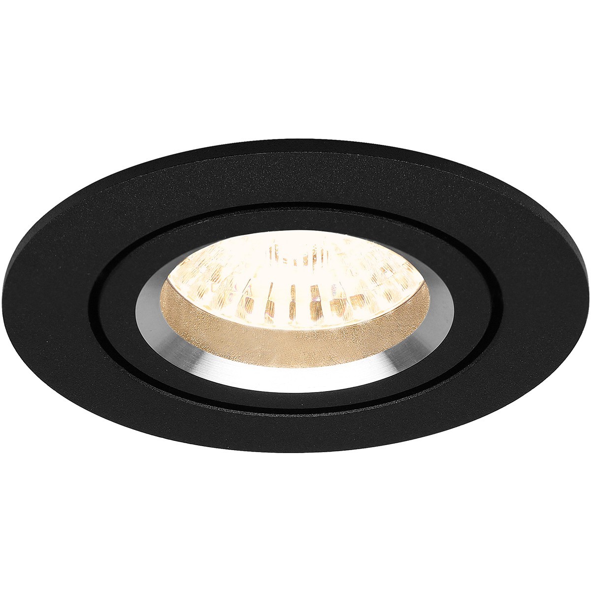 LED Spot Set - Pragmi Aerony Pro - GU10 Sockel - Einbau Rund - Mattschwarz - 4W - Warmweiß 3000K - Kippbar - Ø82mm