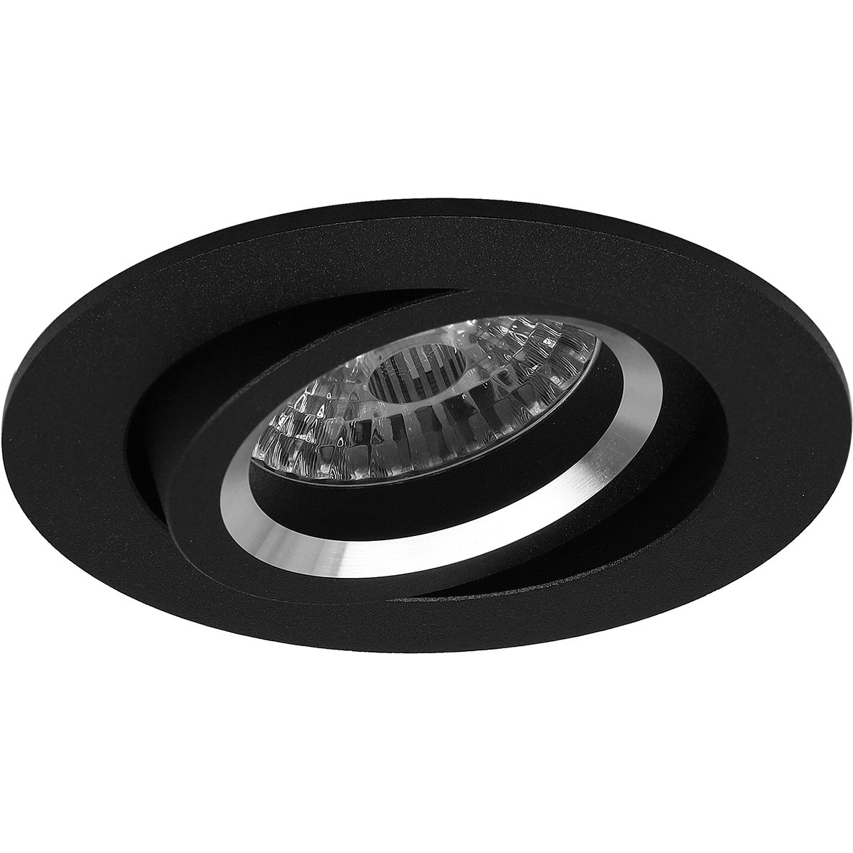 LED Spot Set - Pragmi Aerony Pro - GU10 Sockel - Einbau Rund - Mattschwarz - 8W - Tageslicht 6400K - Kippbar - Ø82mm