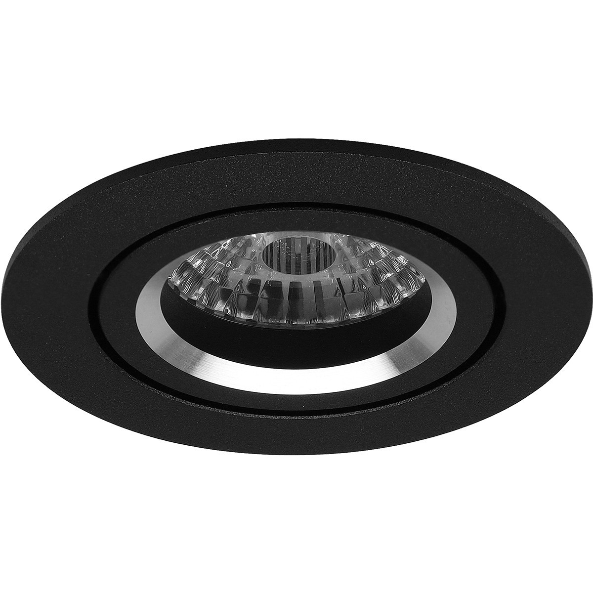 LED Spot Set - Pragmi Aerony Pro - GU10 Sockel - Einbau Rund - Mattschwarz - 8W - Tageslicht 6400K - Kippbar - Ø82mm